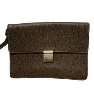 Louis Vuitton Selenga Taiga Leather Brown Travel Pouch Clutch Bag Unisex Vintage